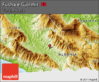 Physical 3D Map of Fusha E Gjormit