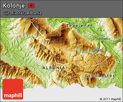 Physical 3D Map of Kolonjë