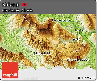 Physical 3D Map of Kolonjë