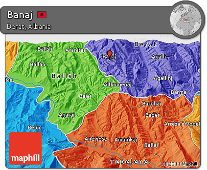 Political 3D Map of Banaj