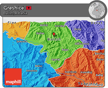 Political 3D Map of Greshicë