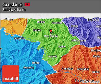 Political 3D Map of Greshicë