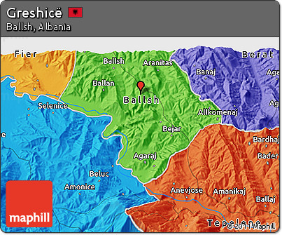Political 3D Map of Greshicë