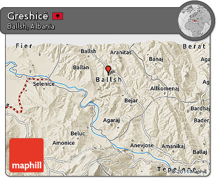 Shaded Relief 3D Map of Greshicë