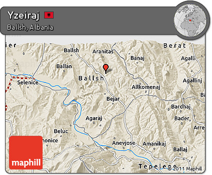 Shaded Relief 3D Map of Yzeiraj