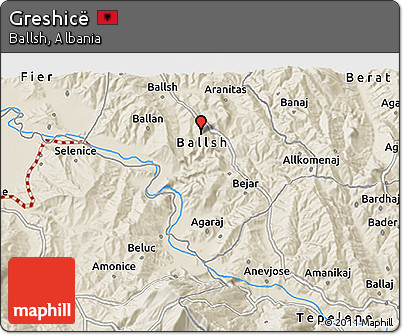 Shaded Relief 3D Map of Greshicë