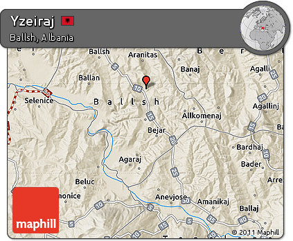 Shaded Relief Map of Yzeiraj