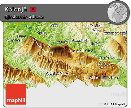 Physical Panoramic Map of Kolonjë