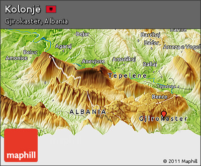Physical Panoramic Map of Kolonjë