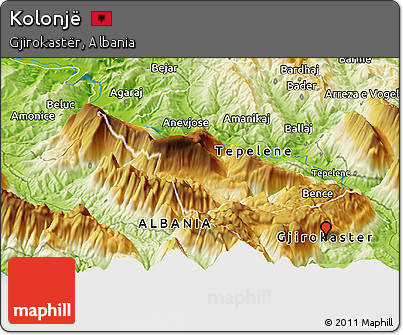 Physical Panoramic Map of Kolonjë