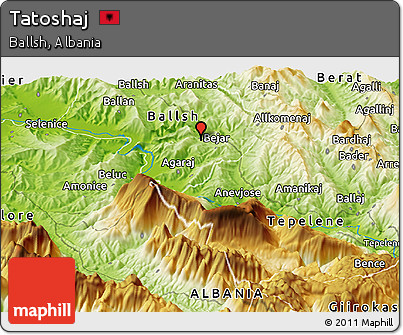 Physical Panoramic Map of Tatoshaj