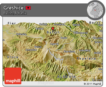 Satellite Panoramic Map of Greshicë