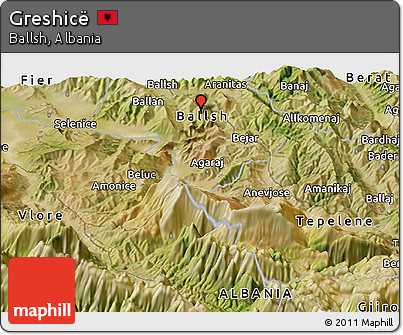 Satellite Panoramic Map of Greshicë