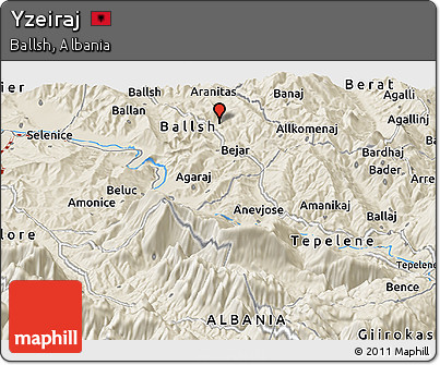 Shaded Relief Panoramic Map of Yzeiraj