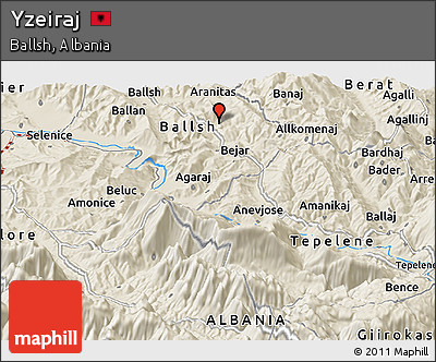 Shaded Relief Panoramic Map of Yzeiraj