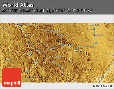 Physical 3D Map of the Area around 40° 23' 48" N, 1° 37' 30" W
