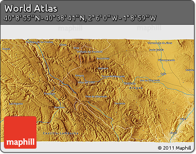 Physical 3D Map of the Area around 40° 23' 48" N, 1° 37' 30" W