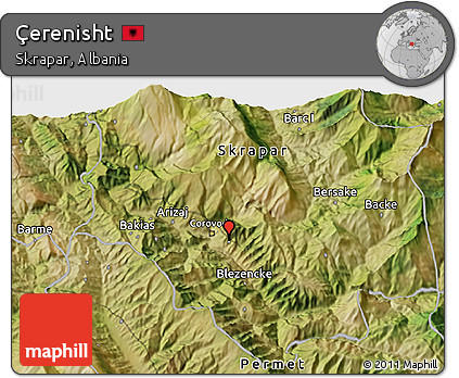 Satellite 3D Map of Çerenisht