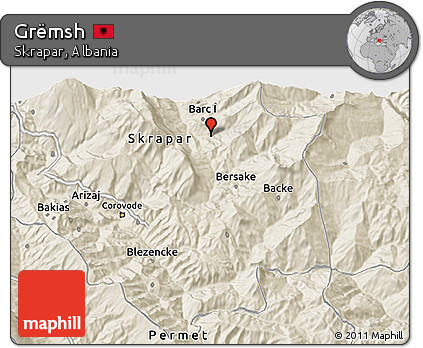 Shaded Relief 3D Map of Grëmsh