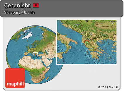 Satellite Location Map of Çerenisht