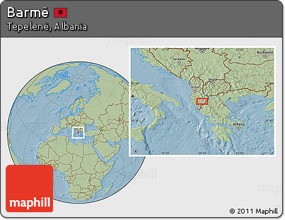 Savanna Style Location Map of Barmë, hill shading