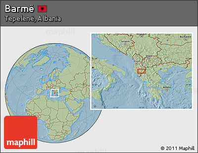 Savanna Style Location Map of Barmë, hill shading