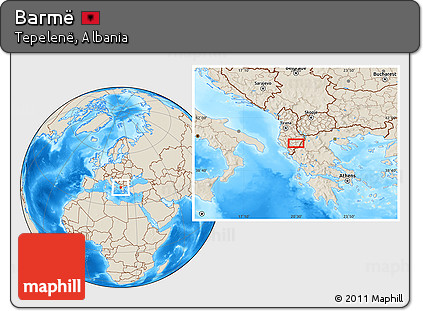 Shaded Relief Location Map of Barmë