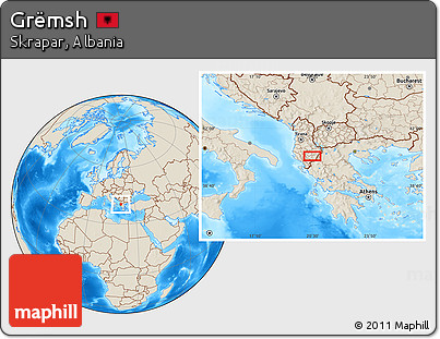 Shaded Relief Location Map of Grëmsh