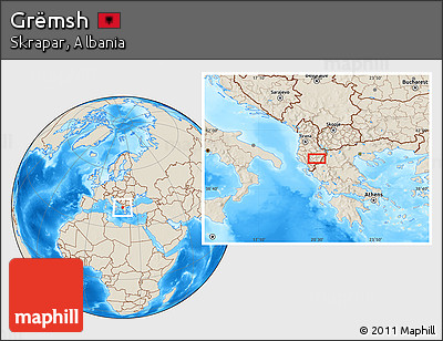 Shaded Relief Location Map of Grëmsh