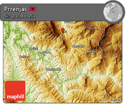 Physical Map of Prrenjas