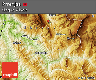 Physical Map of Prrenjas