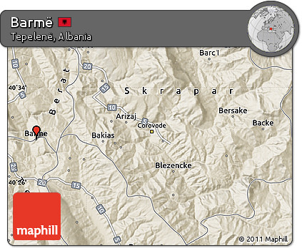 Shaded Relief Map of Barmë