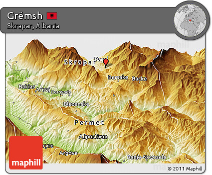 Physical Panoramic Map of Grëmsh