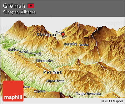 Physical Panoramic Map of Grëmsh