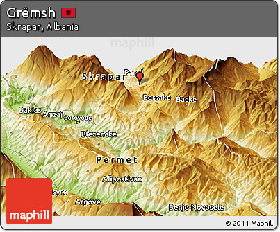 Physical Panoramic Map of Grëmsh