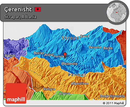 Political Panoramic Map of Çerenisht