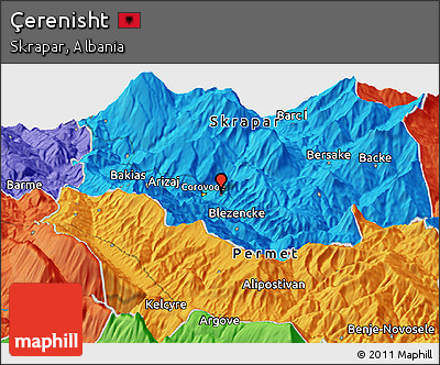 Political Panoramic Map of Çerenisht
