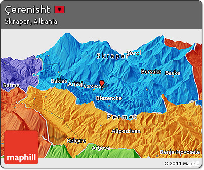 Political Panoramic Map of Çerenisht