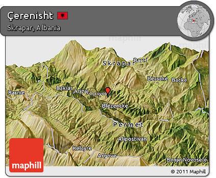Satellite Panoramic Map of Çerenisht