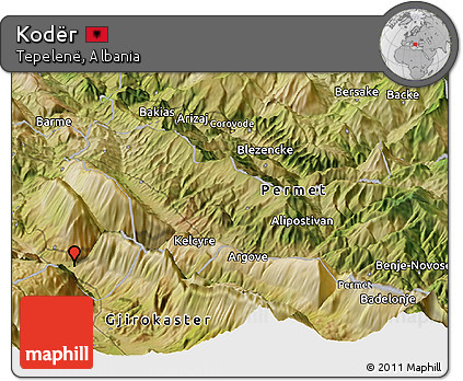 Satellite Panoramic Map of Kodër