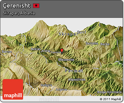 Satellite Panoramic Map of Çerenisht