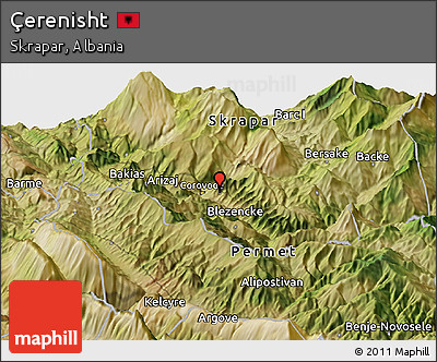 Satellite Panoramic Map of Çerenisht