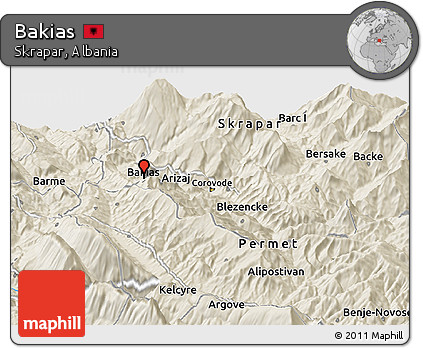Shaded Relief Panoramic Map of Bakias