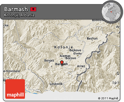 Shaded Relief Panoramic Map of Barmash
