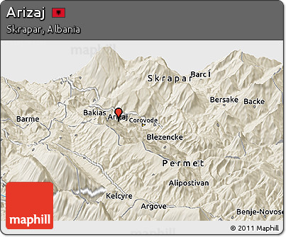 Shaded Relief Panoramic Map of Arizaj