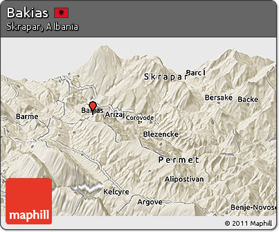 Shaded Relief Panoramic Map of Bakias