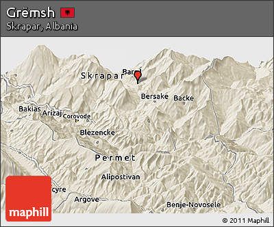 Shaded Relief Panoramic Map of Grëmsh