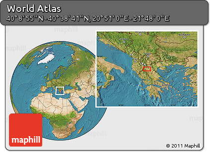 Satellite Location Map of the Area around 40° 23' 48" N, 21° 19' 30" E
