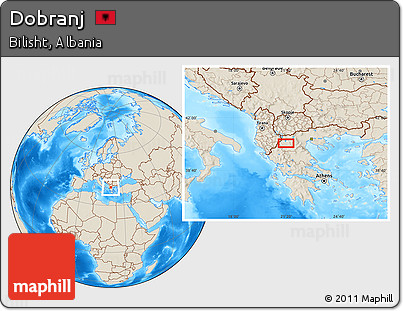 Shaded Relief Location Map of Dobranj