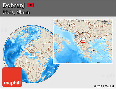 Shaded Relief Location Map of Dobranj